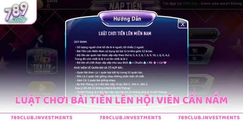 Luật chơi bài Tiến lên hội viên cần nắm rõ